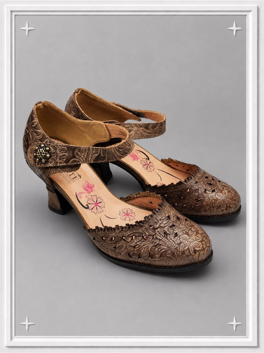 "Visionary" Embossed Leather Mary Jane Heels by L'Artiste | Women's 8.5